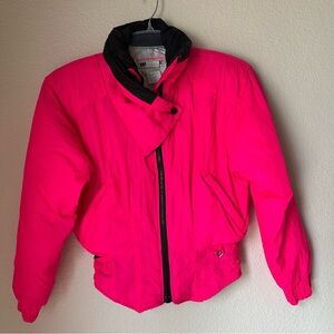 Obermeyer Vintage Jacket Womens 6 Pink Puffer Style Zip Up 80s Style